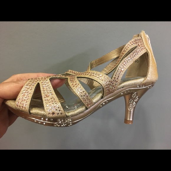 lucky top Other - Lucky Top Girls rhinestone gold/champagne heels